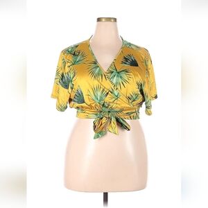 Yellow Tropical Wrap Top